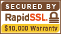 Secured by RapidSSL - 256bit SSL - 2048bit Root - $10,000 Warranty